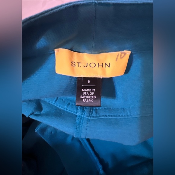 St John dress Pants Turquoise blue Sporty Trousers straight dress pant 8 zip - Picture 5 of 16